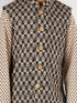 Boy's Black Jacket, Kurta And Pyjama Set